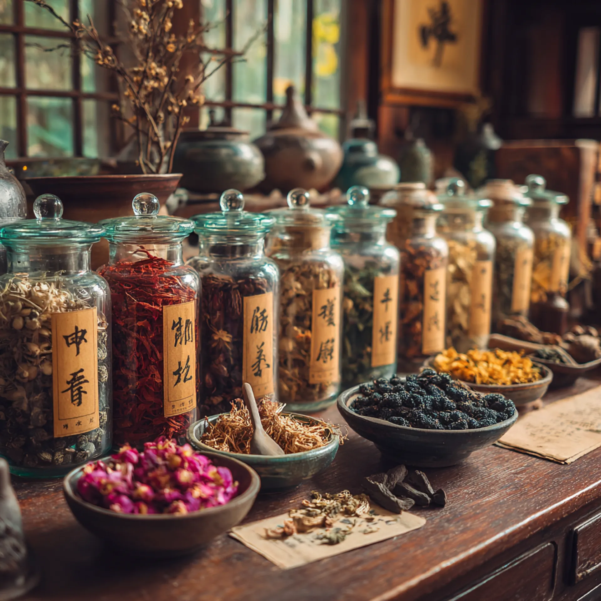 Traditional herbal medicine jars
